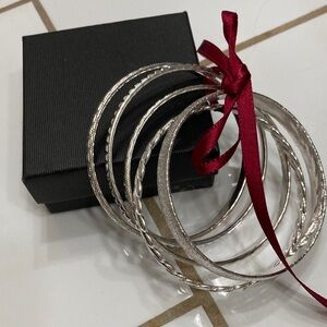 5 Elegant Silver Bangle Set